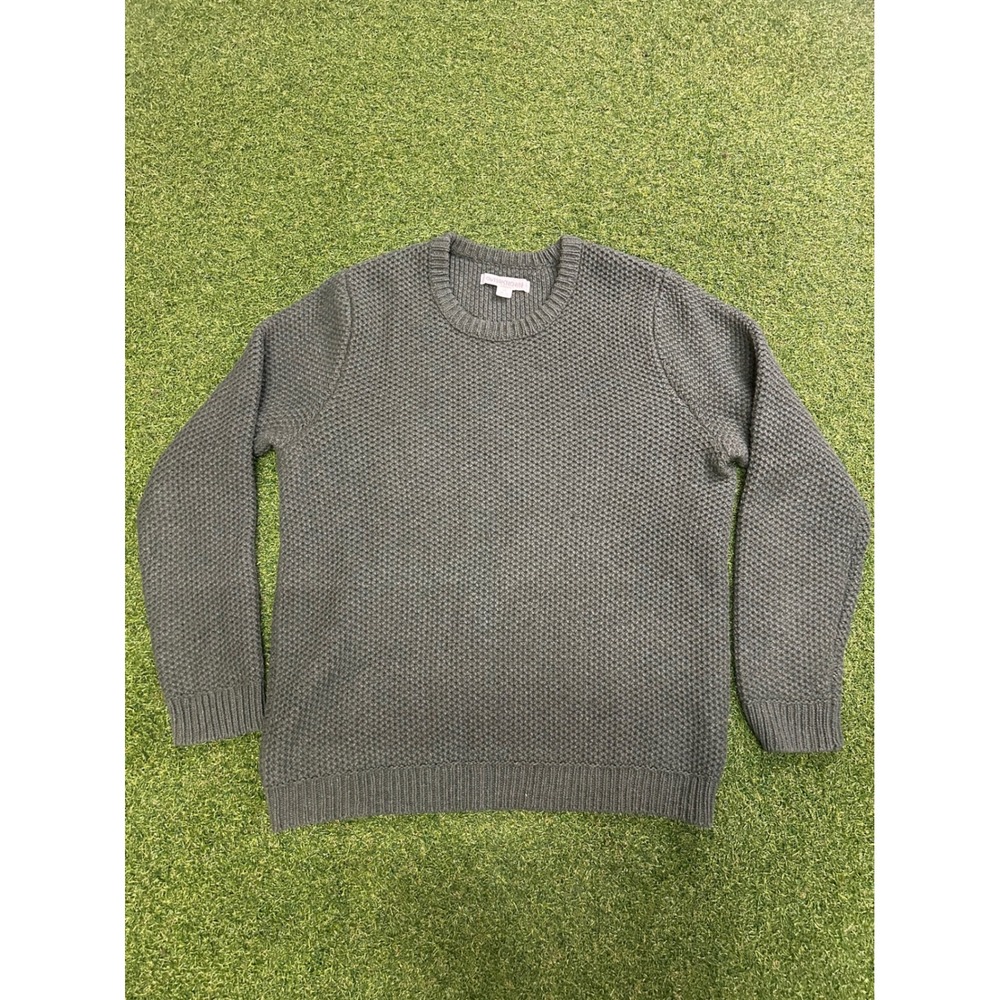 Outerknown Mens Olive Green Waffle Knit Crewneck Sweater Size Large